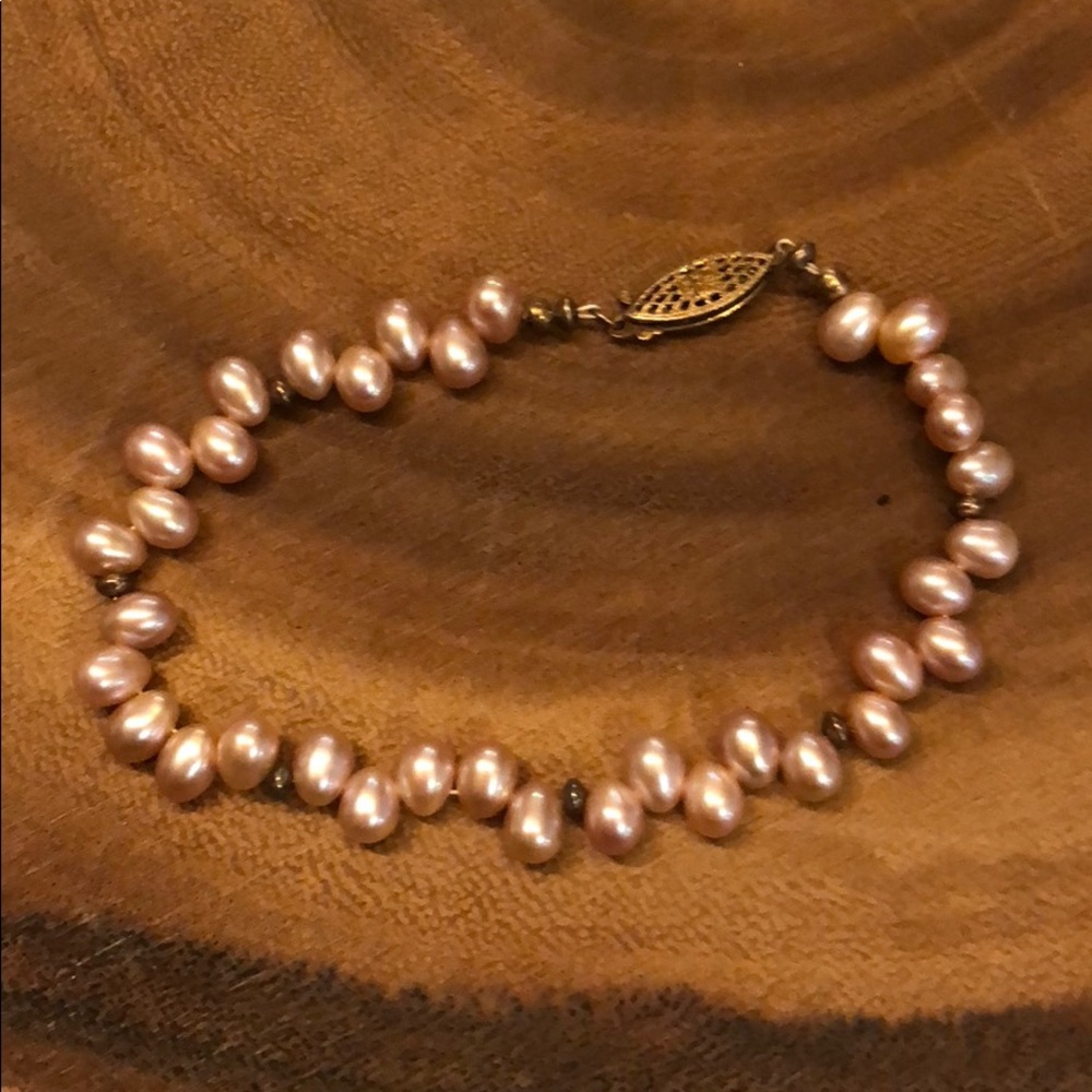 Handmade Pearl Bracelet with Vintage Clasp